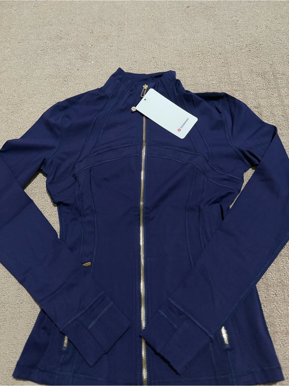 lululemon athletica Navy Full-Zip Athletic Jacket with Gold Zipper